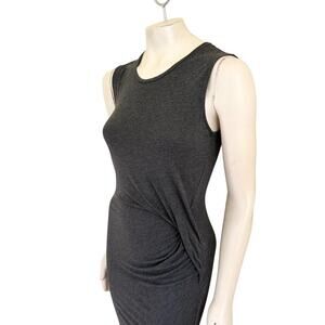 ALLSAINTS Marilla Asymmetric Gathered Side Jersey Dress in Gray  SZ 6